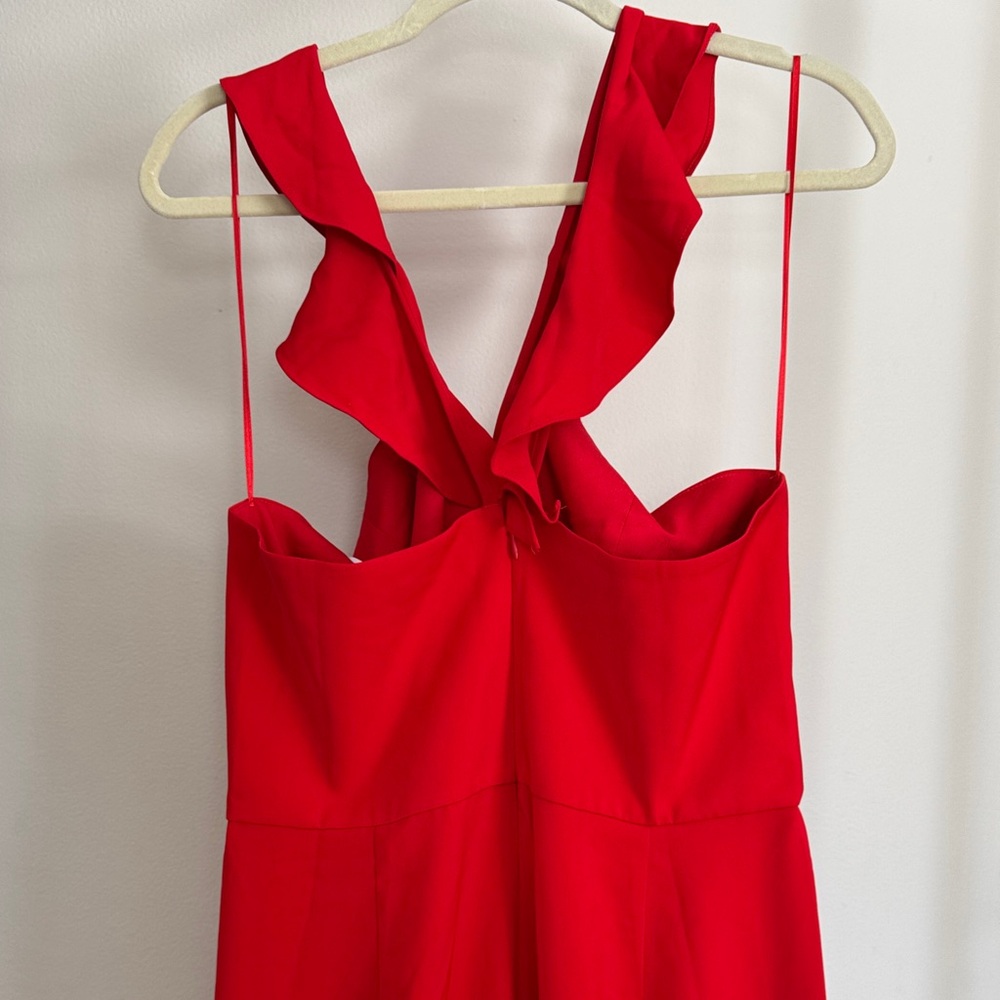Wayf Red Ruffle-Strap Jumpsuit - Picture 3 of 7